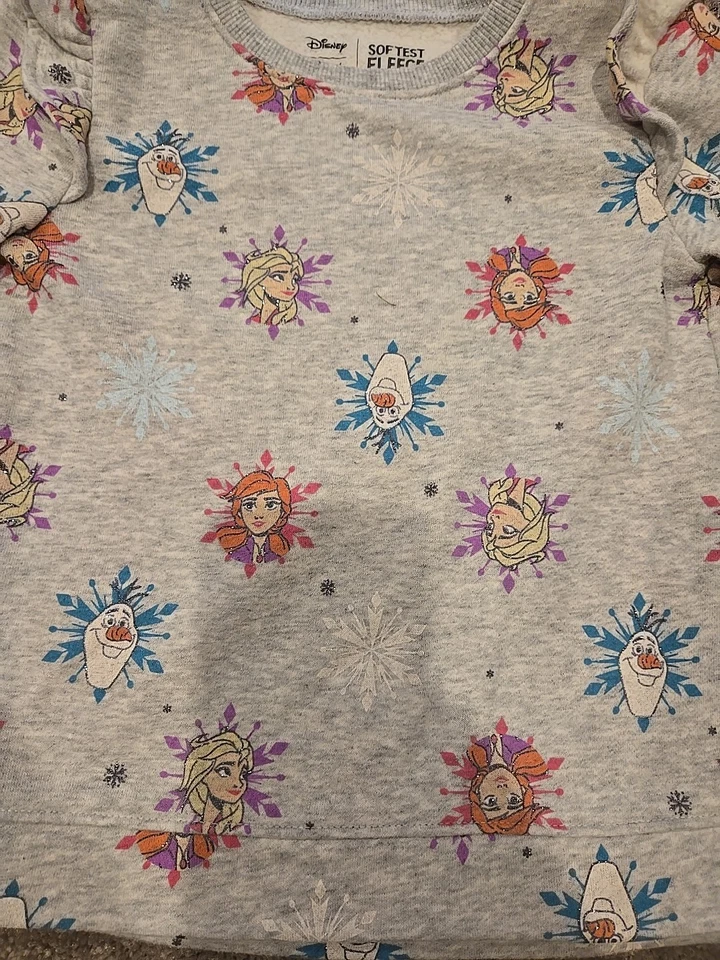 Moletom infantil meninas Disney Jumping Beans Crew tamanho 5T Frozen Anna, Elsa, Olaf - Imagem 3 de 3