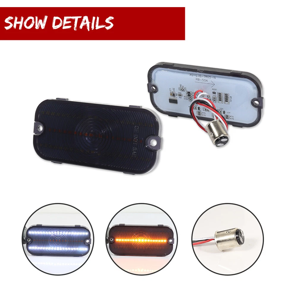 2X Lentes Luces LED de Señal de Estacionamiento Interruptor Ahumado para Ford Bronco 1966-1968 Foto 4 de 4