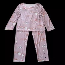 Womens 2-Piece PJ Pajamas Set Long Sleeves Leg Pink Dust Rose Size M