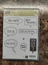 Stampin Up! Just Sayin' Stamp Set of 8 Rubber Word Bubbles Framelits Dies