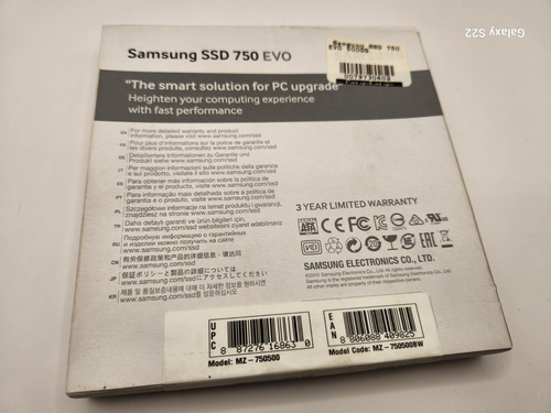 Samsung EVO MZ-750500 SSD Drive 500 GB New in Box - Afbeelding 2 van 2