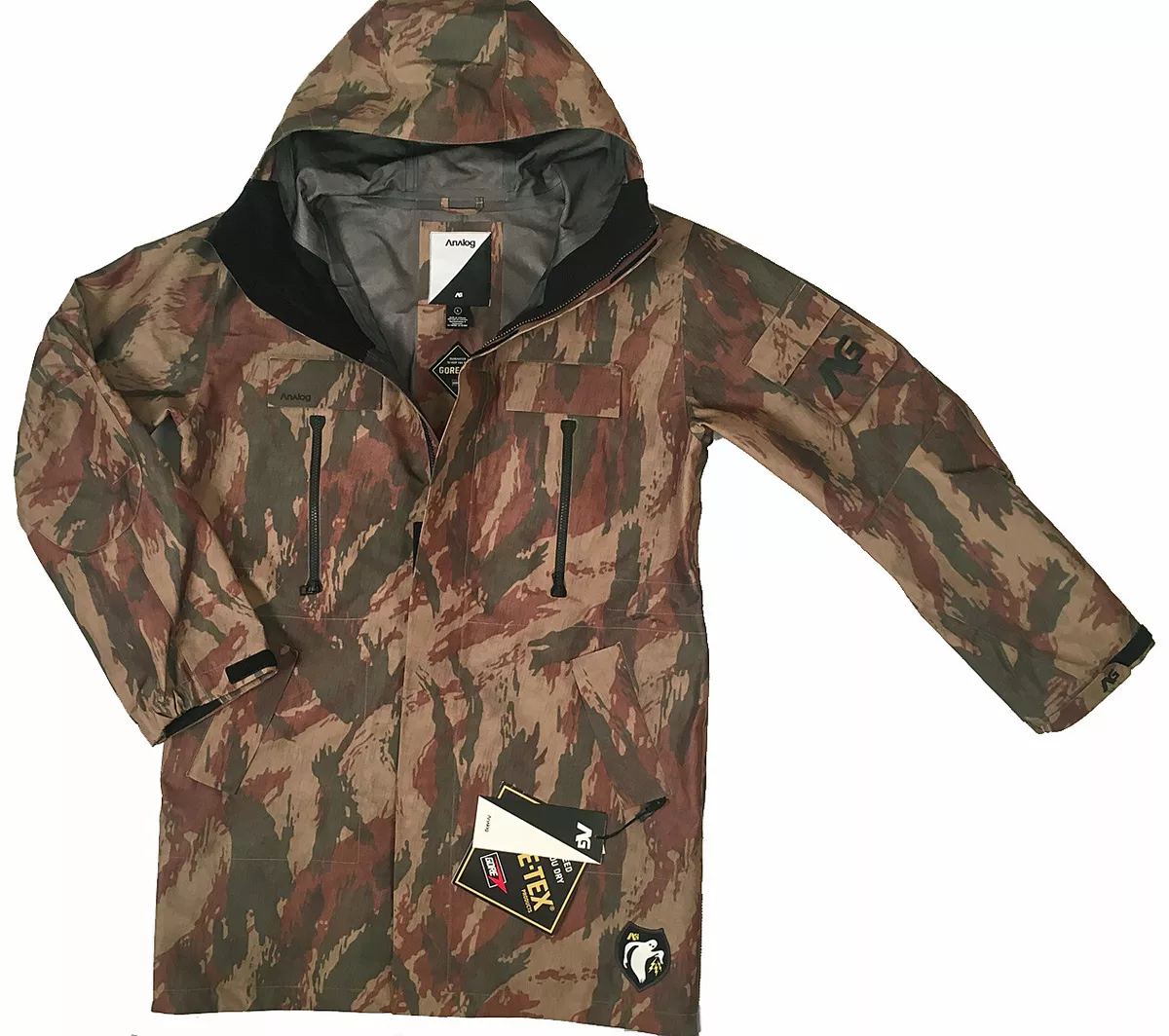 NEW $550 Burton Analog 3LS Snowblind Trench Jacket! Water Camo Stretch Gore-Tex