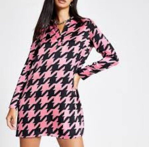 River Island Pink Dogtooth Long Sleeve 
