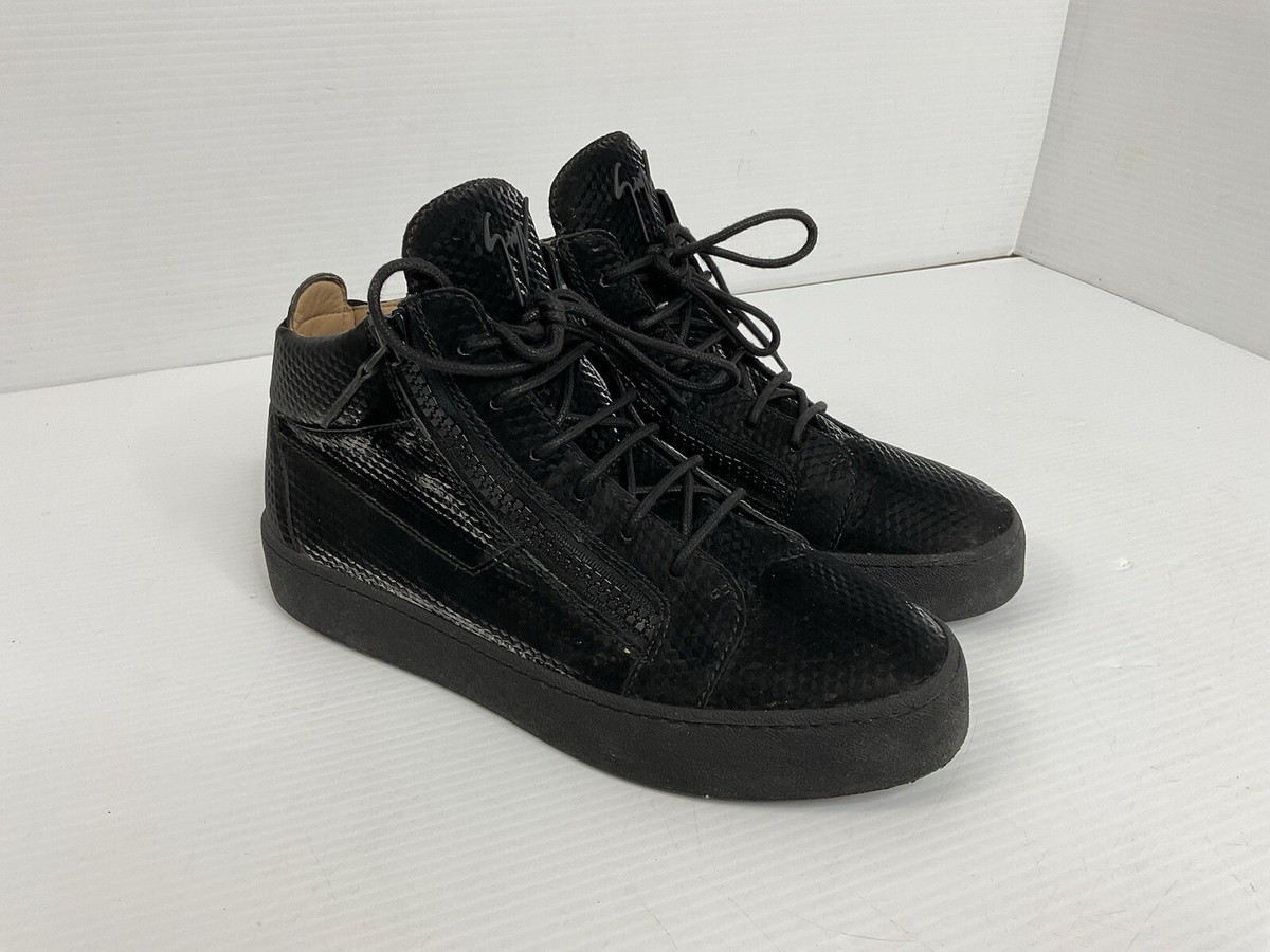 Giuseppe Zanotti Metal Signature Logo Black Leather High Top
