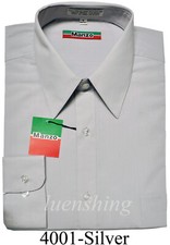 New men's shirt dress formal long sleeve party wedding pointed collar silver