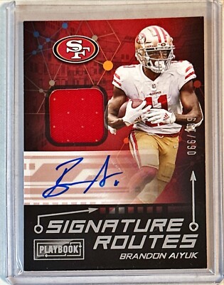2021 Panini Playbook Signature Routes Brandon Aiyuk Auto Mem #SRO-BAI /199 Relic