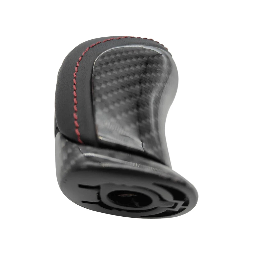 Nissan R35 GT-R Shift Knob Gloss Black 3K Twill Carbon W/Red Stitch White Letter - Image 4 of 4