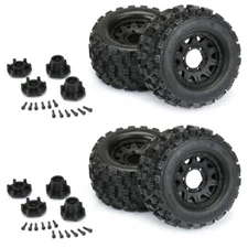 Pro-Line Badlands MX28 2.8" Tires Mounted Black Wheels (4) for Stampede / Ruster