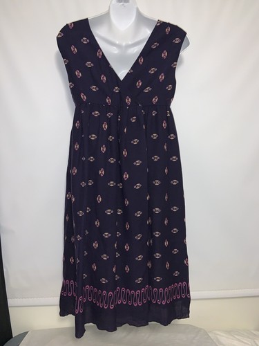Anna Sui Smocked Cottage-core Purple Dress W/ Pockets Size 2 - Picture 3 of 9