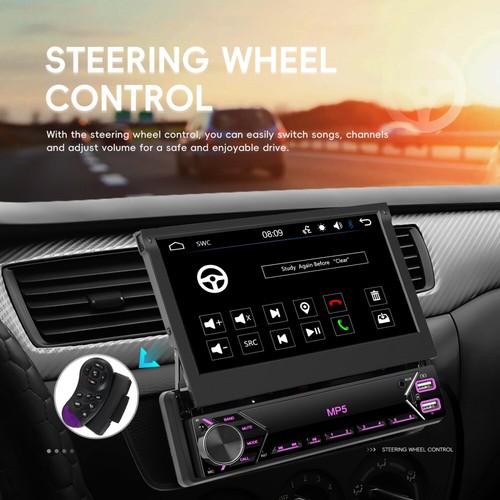 Single 1 Din 7" Flip Out Car Radio Stereo Bluetooth USB SD TF AUX IN MP5 Player - Picture 12 of 24