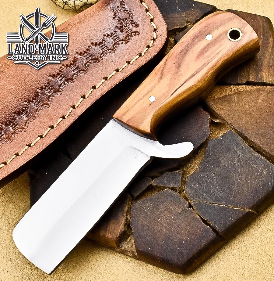 BEAUTIFUL D2  STEEL HUNTING MINATURE  TANTO  KNIFE WITH OLIVE WOOD HANDLE