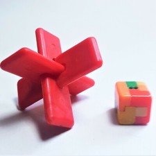 Vintage Triple Cross - Double Puzzle Mini Cube Dice Interlocking Puzzle - Rare