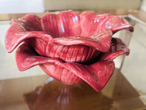 Lot Of 2 Flower Shaped Dessert Bowls & 2 Dessert Plates Vacher Ambiance Romance - Picture 4 of 6
