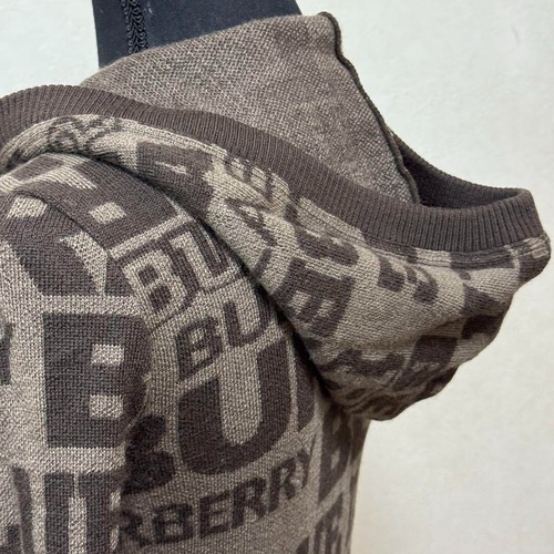 Burberry Blue Label Long sweatshirt hoodie knit dress Print logo Brown size 38 - Picture 6 of 14
