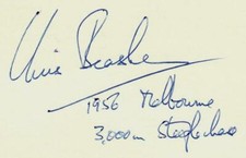 "London Marathon Co-Founder” Chris Brasher Hand Signed 3X5 Card Dated 1956 COA