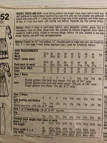 Simplicity 9052 Vintage 80s Sewing Pattern Jessica McClintock Dress Size: 12 - Picture 5 of 7