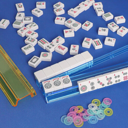 Modern Mahjong Racks with Built-In Pushers - Clear Combo Rack - Set of 4 - Picture 8 of 12