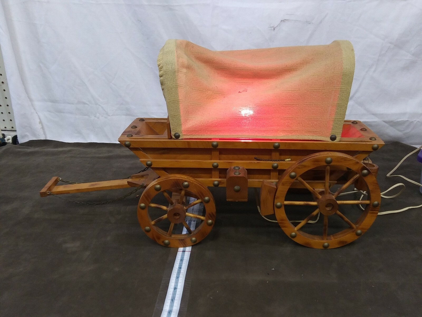 Vintage Wooden Western Covered Wagon Stagecoach NIGHT LIGHT LAMP WORKS ...