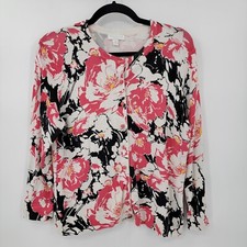 Charter Club Women's Petite Medium Floral Button Front Cardigan Sweater