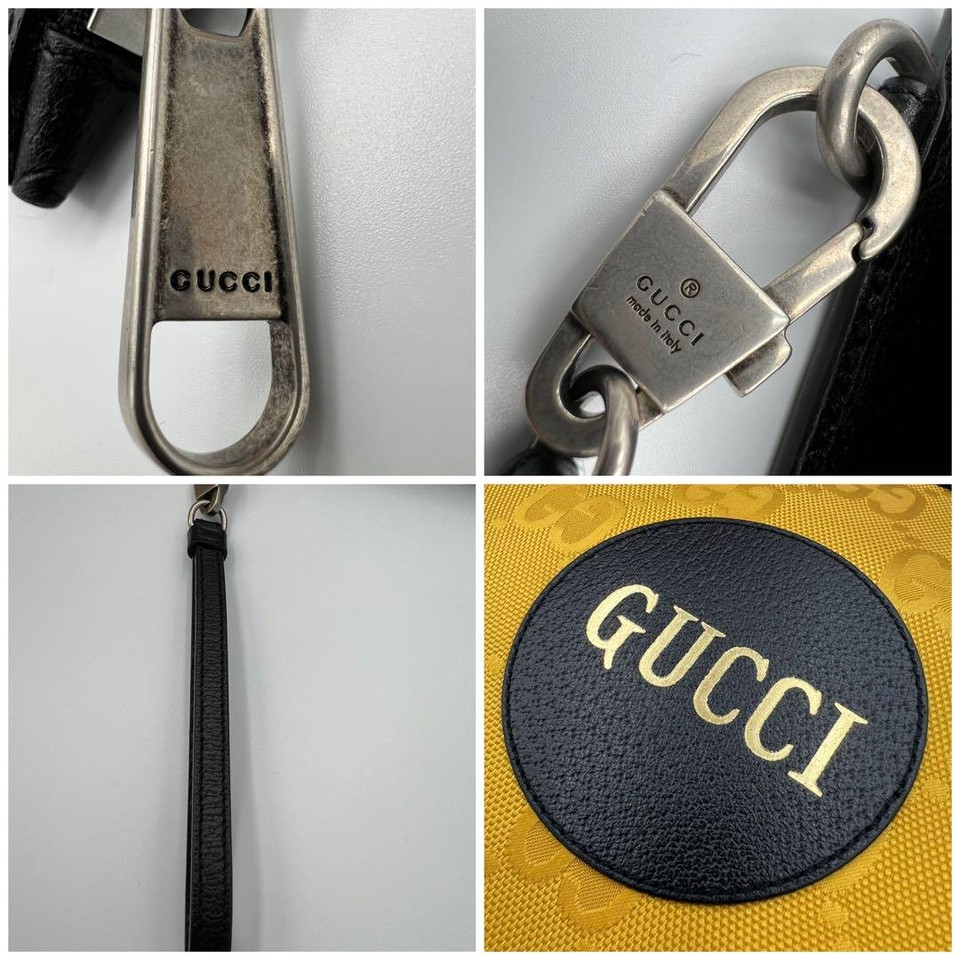 Gucci Off The Grid Clutch Bag Pouch 625598 Yellow Black Canvas Leather