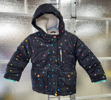 Cat Jack - Girls Winter- Puffer Jacket - 4T -Black Polkadot - Faux Fur Hood