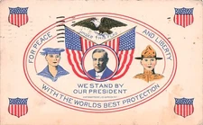 Woodrow Wilson Presidential Campaign Military Navy Patriotic Vtg Postcard F14