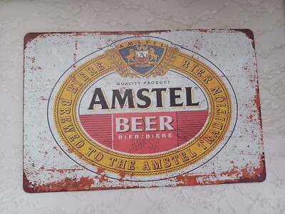 AMSTEL LAGER BEER ALCOHOL METAL WALL SIGN VINTAGE STYLE