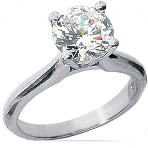 2 carat Round Cut Diamond Engagement Solitaire Ring 14k White Gold H ...