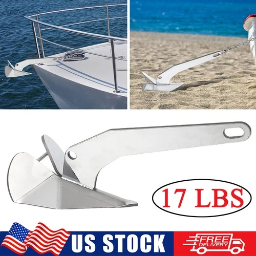 Delta Style Boat Anchor 17 lb 21-25ft Non-hinged Plow 316 Stainless Steel Anchor