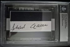 2012 Leaf History of Baseball Hank Aaron Cut Signature Card Beckett BGS Auth