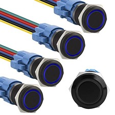 5pcs 16mm Latching led Push Button Switch Black 16mm Black Shell/ Ring LED