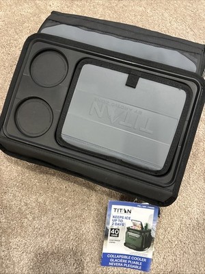 Titan 40 Can Collapsible Cooler - Gray - TableTop with 2 drink holders - 1740589