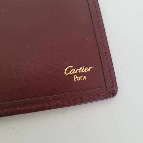 Cartier Vintage Geldbörse Leder mit Doppelfaltung Bordeauxrot großes Scheckbuch Reisepass - Bild 4 von 12