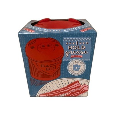 Bacon Bin Silicone Grease Disposal Container With Strainer Red Pig Reusable New