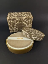 Vintage Avon Brocade Dusting Powder in Package Full Unused Scented Cosmetic 70's