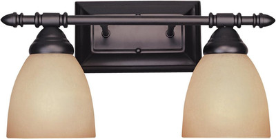 Apollo 2-Light Bath Bar in Oil Rubbed Bronze with Amber Sandstone Shade