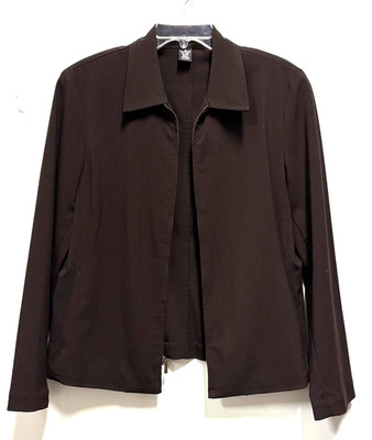 Good Clothes Womens Brown Jacket Size 10  Zip Front Long Sleeve Lightweight