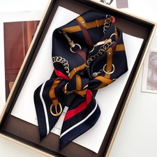 Luxury 70 70cm Square Scarf Women Soft Satin Neckerchief Hair Bands Elegant Ladi