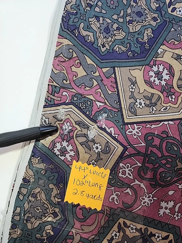 Mosiac Tiles Geometric Shapes Paisley Rayon Flowy Soft Fabric 44"w X 2.8yds - Image 3 of 4