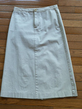 Vtg Esprit 90's Midi a line Pencil Skirt Grey Sz2 Hongkong 94 Cotton 6 Spandex