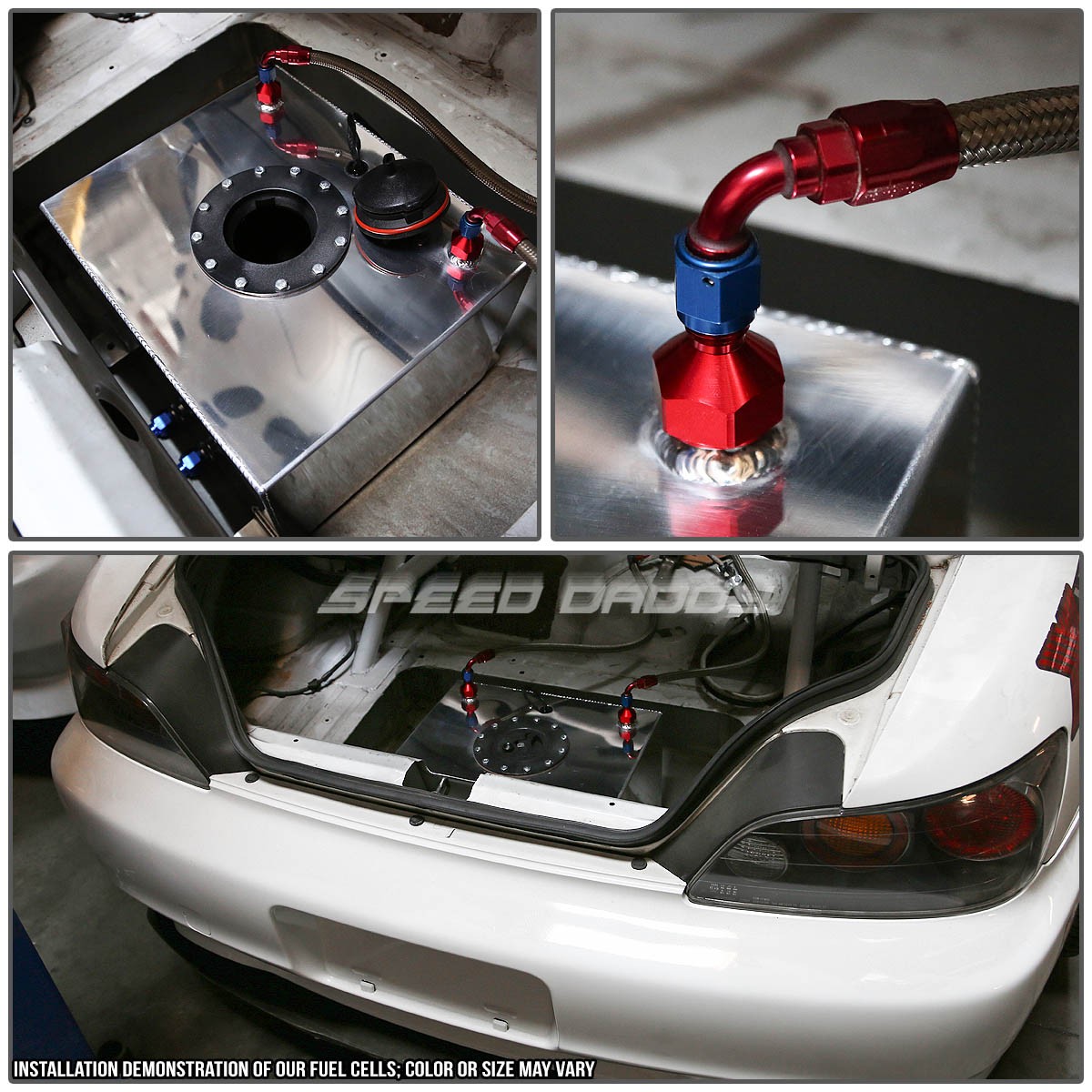 15 GALLON/57L ALUMINUM FUEL CELL TANK+FEED LINE KIT+1:1 PRESSURE REGULATOR RED