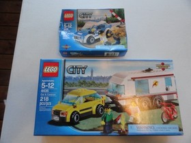 Lego City (2) # 4436 Patrol Car & # 4435 Car and Caravan Ages 5-12 NIB
