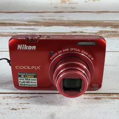 Nikon COOLPIX S6300 Red 10x Zoom Camera w/ Battery   As Is   Used