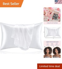 Soft Satin Pillowcases Set of 2 in White - Queen Size Comfort for Hair Skin