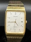 VTG Seiko Pulsar Quartz Watch V322-5270 Men Gold Tone Date Analog New Battery H