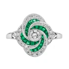 Art Deco Vintage Style 3Ct Lab Created Diamond Engagement 14K White Gold FN Ring