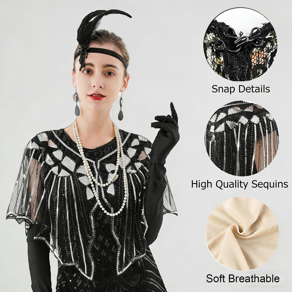 4 Pièces 1920 Accessories Années 1920 Flapper Great Gatsby Accessoi Gatsby Costume Set 1920 Deguisement Charleston 20s Th Amz