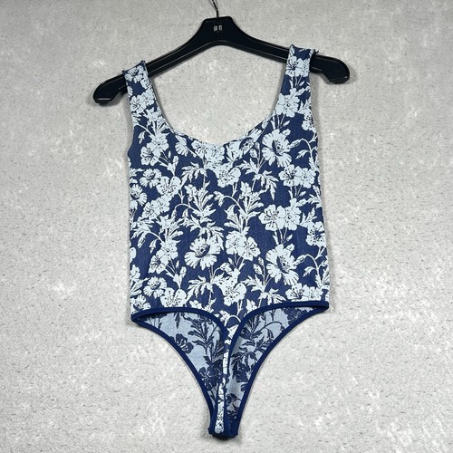 Free People Intimately Bodysuit Womens XS/S Floral Blue Bodysuit Top Sleeveless - Picture 7 of 10