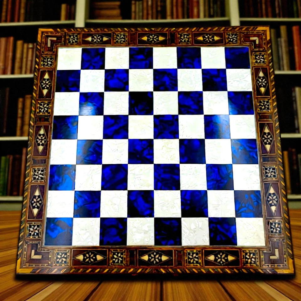 Handmade Luxury 15" Inlaid Wooden Chess Board with Storage Drawer Gift Idea 🎁 - Image 3 of 4