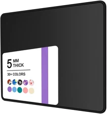 Mouse Pad, 30% Thicker Black Computer Pad, Anti-Slip Rubber Mouse Mat Stitched